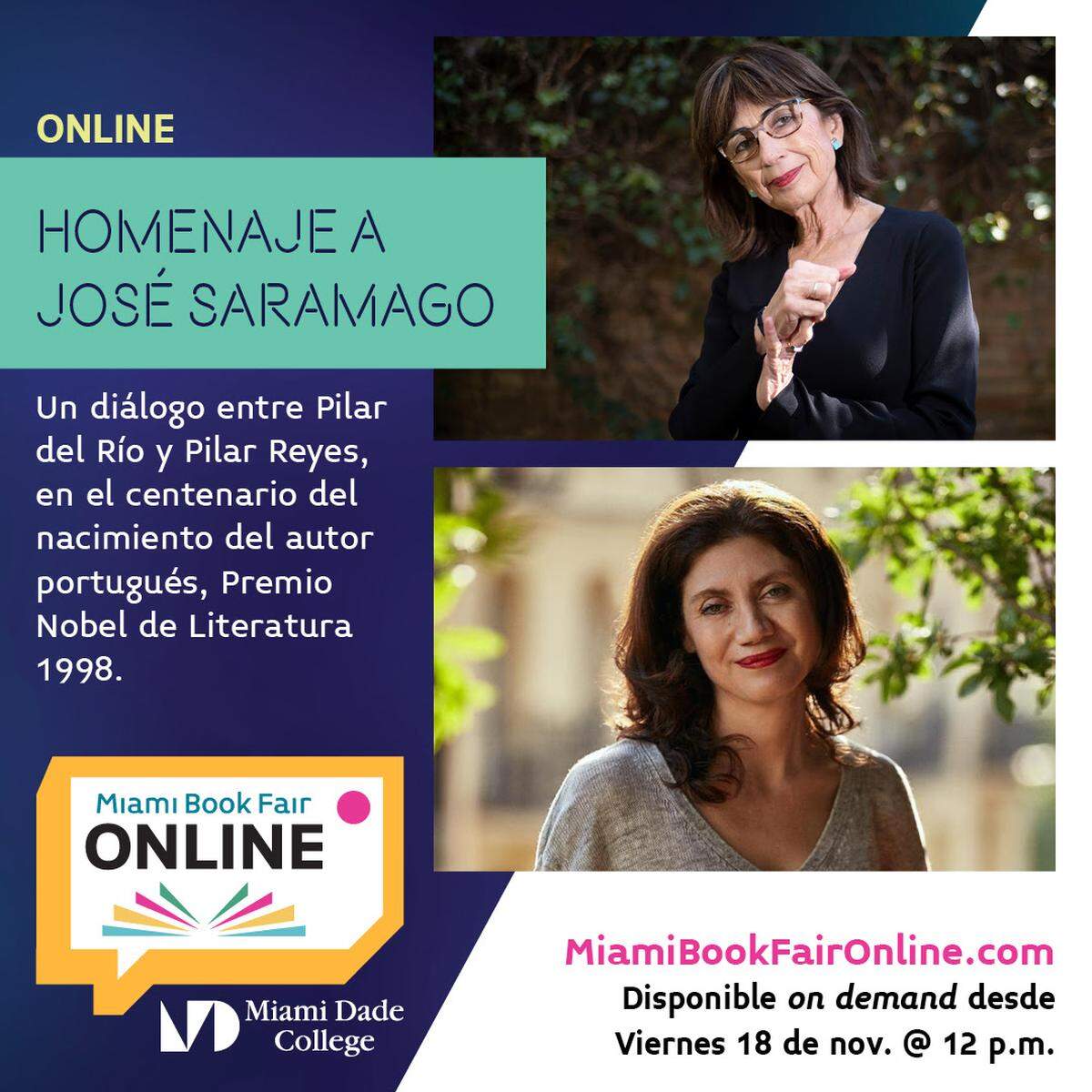 Homenaje al centenario de José Saramago, solo online.