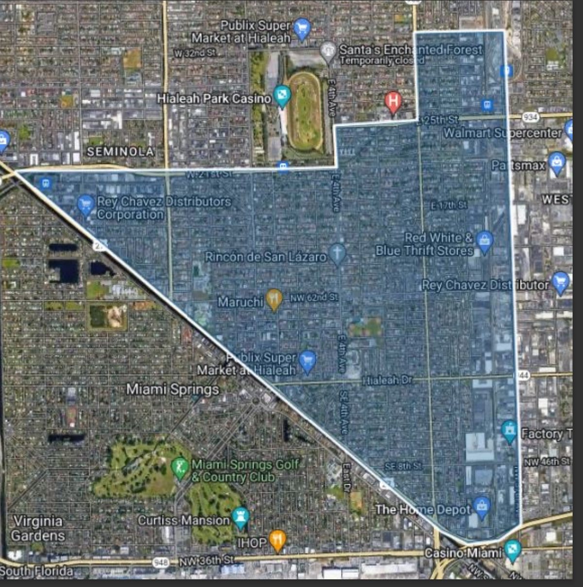 La tercera opción de la Agencia de Reurbanización Comunitari (CRA) propuesta por el concejal de Hialeah, Bryan Calvo, tendría una extensión de 2,668 acres, en un área delimitada por el norte con la línea del Metrorail, al sur por la autopista SR 112, al oeste por Okeechobee Road y al este por límites de la ciudad que colinda con Brownsville, Gladeview, West Little River, todas áreas no incorporadas del condado.
