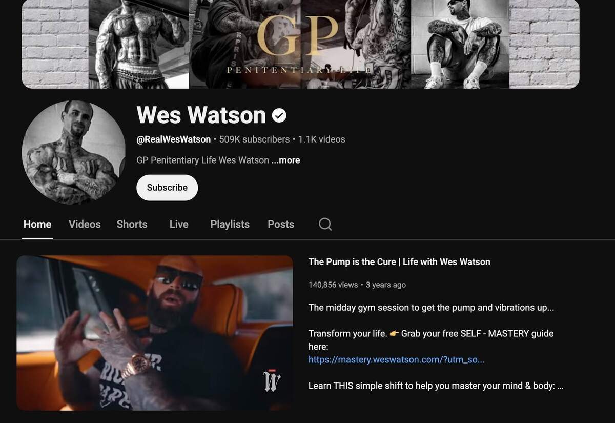 Canal de YouTube de Wes Watson.