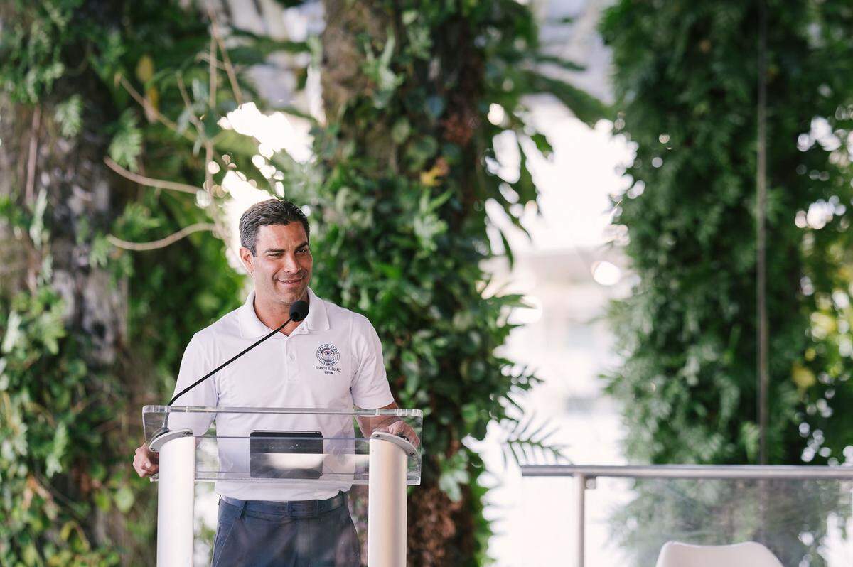 El alcalde de Miami, Francis Suárez, en la presentación de la serie ‘The Future of Global Financial Centers: The New Miami’, en el Perez Art Museum.