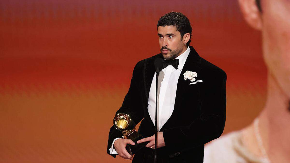 LOS ANGELES, CALIFORNIA - FEBRUARY 01: Bad Bunny accepts the Best Música Urbana Album onstage during the 68th GRAMMY Awards at Crypto.com Arena on February 01, 2026 in Los Angeles, California. (Photo by Kevin Winter/Getty Images for The Recording Academy)