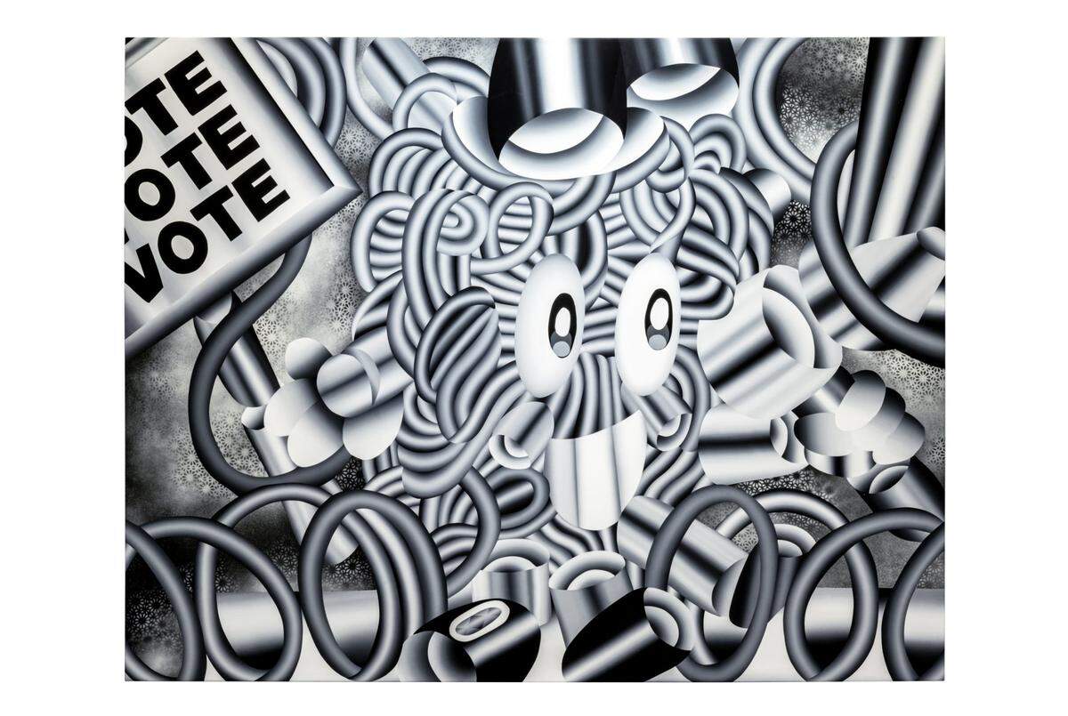 “Mrs. Activist”, 2023, del artista Geoffrey Bouillot. Acrílico sobre lienzo. 63,7 x 51 pulgadas. Ascaso Gallery