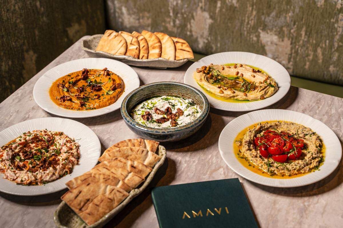 Aperitivos para compartir en el restaurante Amavi de Miami.