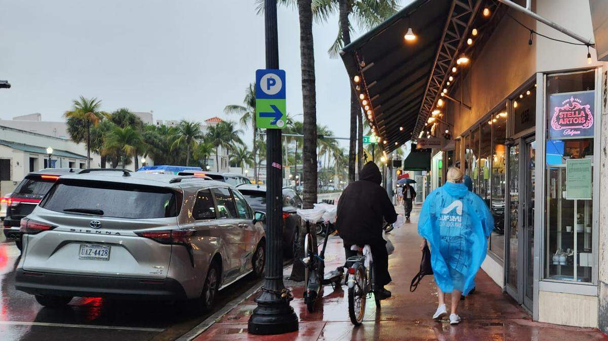 Miami Beach bajo la lluvia.