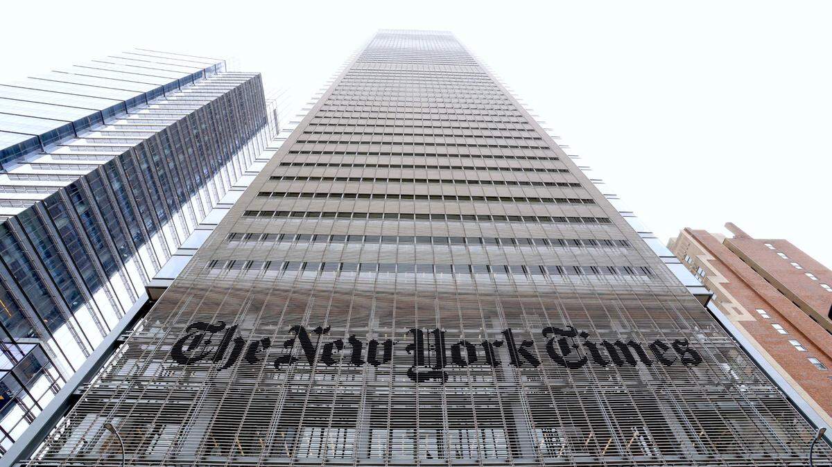 The New York Times building on Eighth Avenue in New York City, NY, USA on September 18, 2024. Photo by Charles Guerin/Abaca/Sipa USA