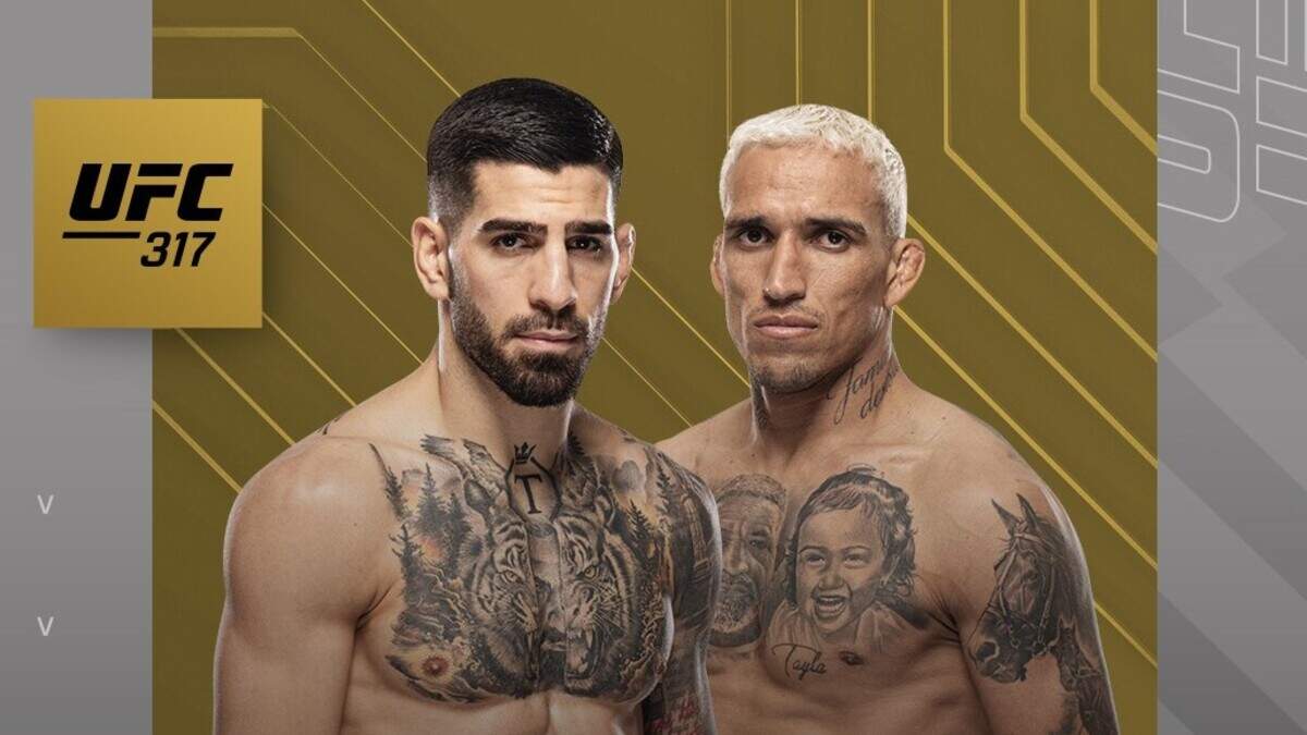 Ilia Topuria y Charles Oliveira (der.) se citan por el trono vacante de los ligeros en la UFC 317 en Las Vegas.