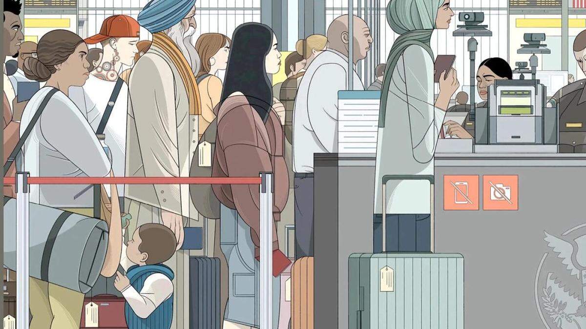 Fotografía cedida de la portada del 28 de julio de la revista The New Yorker con una ilustración realizada por el español Sergio García Sánchez y la colorista Lola Moral.