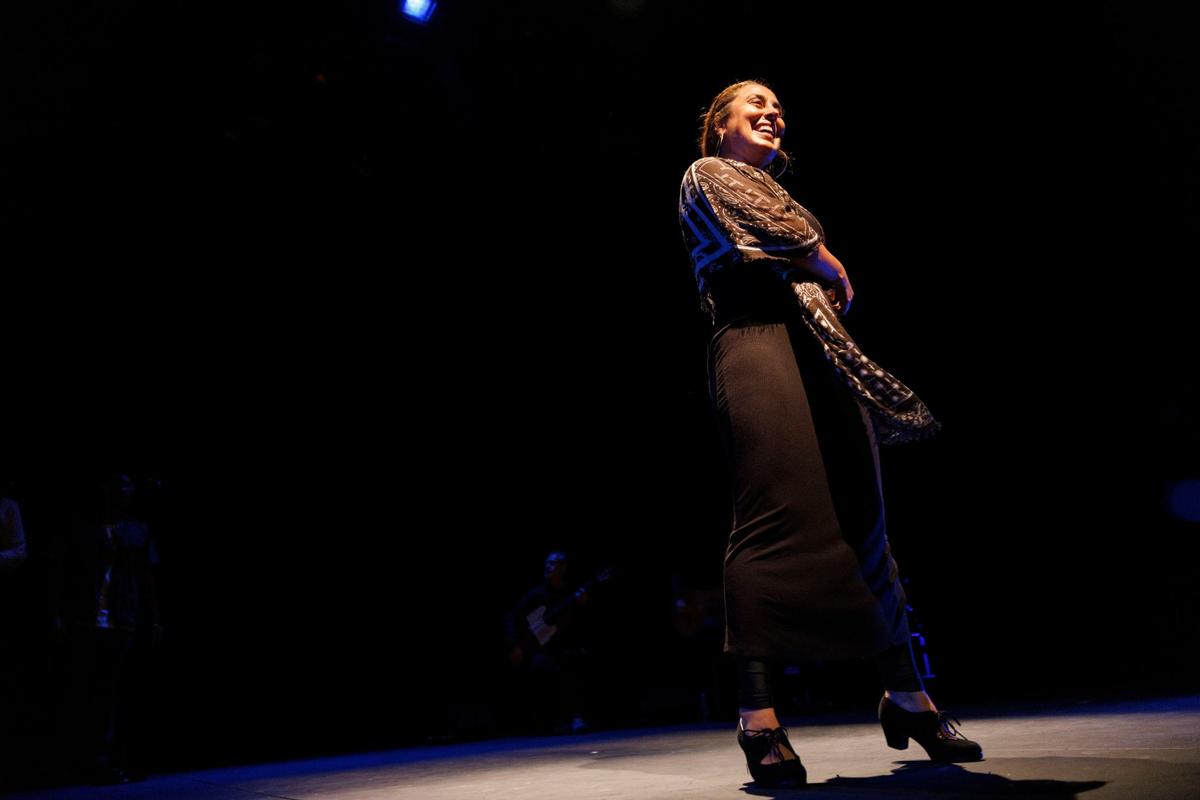 Sonia Olla dances during Siempre Flamenco practice for the upcoming performance on Thursday, Aug. 22, 2024, at the Adrienne Arsht Center in Miami.