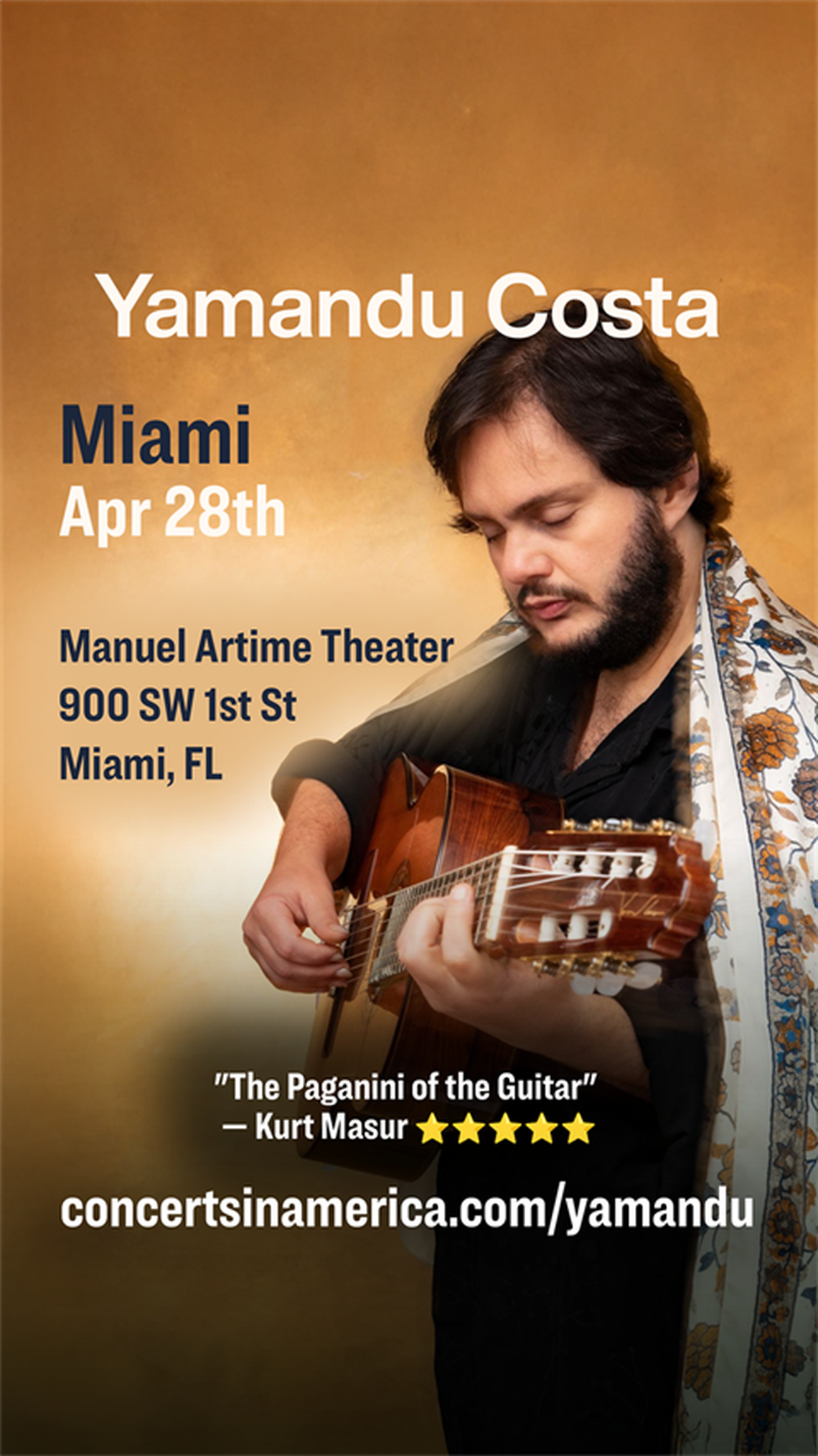 Concierto de Yamandu Costa “La guitarra brasileña” en el teatro Manuel Artime.