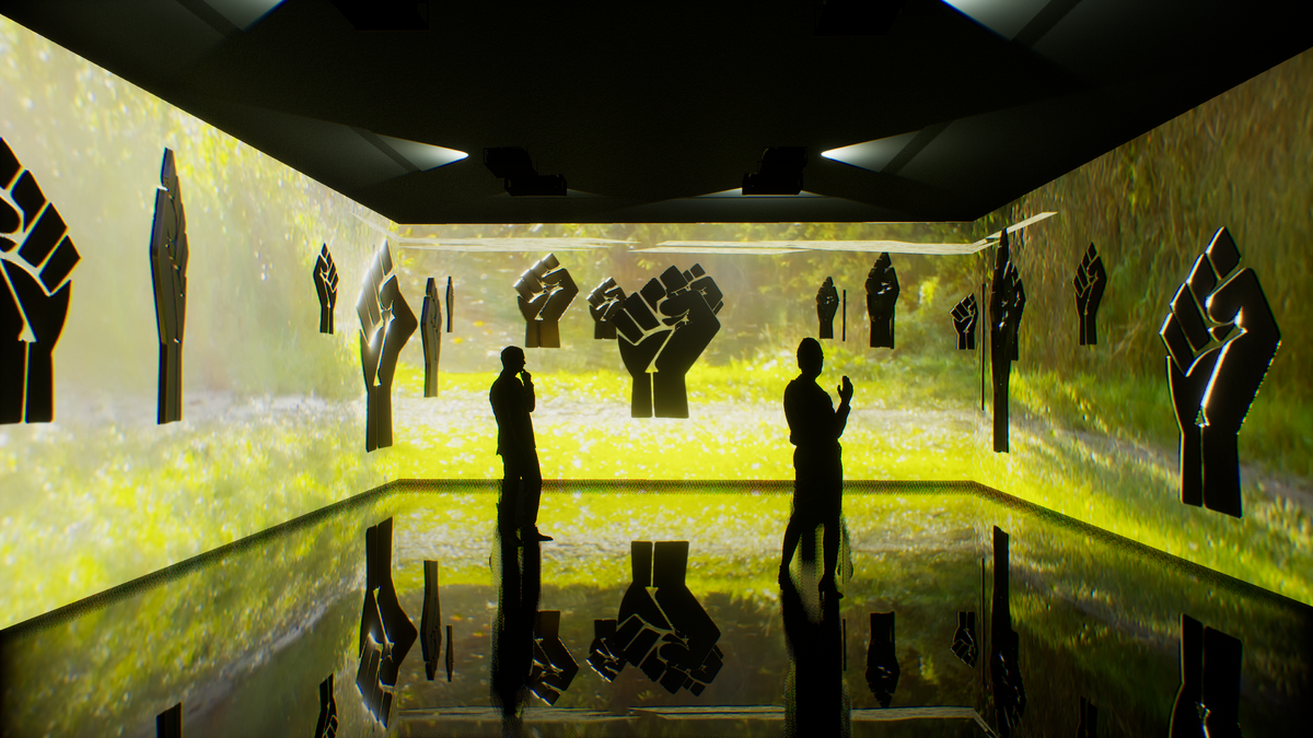Esta exhibición de arte digital presentada por Artechouse Miami, en South Beach, emplea aplicaciones únicas de tecnologías audiovisuales e interactivas para abordar cuestiones atemporales de identidad.