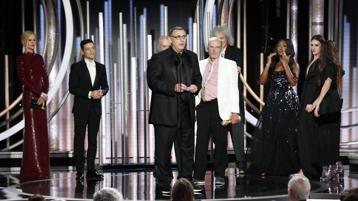 El productor Jim Beach habla luego de que Bohemian Rhapsody se llevara el premio a la Mejor Película de Drama en la gala de los Globos de Oro, celebrada el 6 de enero de 2019 en el hotel Beverly Hilton en Beverly Hills, California.