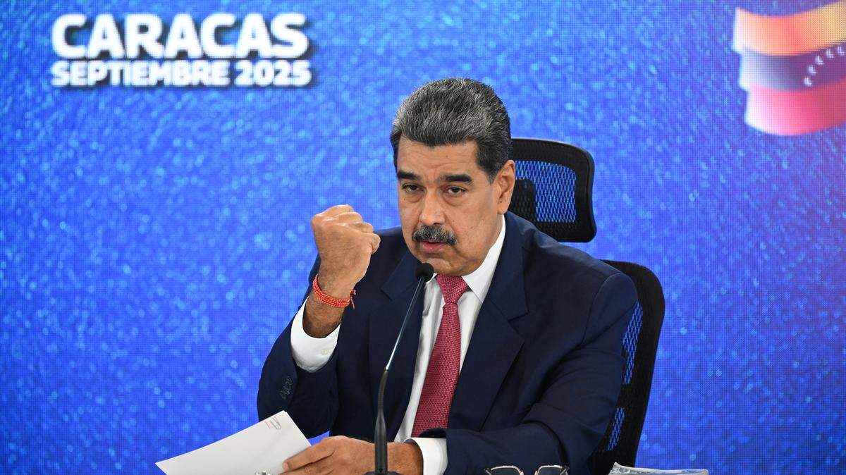 Venezuela's President Nicolas Maduro speaks during a press conference with international media at Hotel Eurobuilding in Caracas on September 15, 2025. (Photo by Federico PARRA / AFP) (Photo by FEDERICO PARRA/AFP via Getty Images)