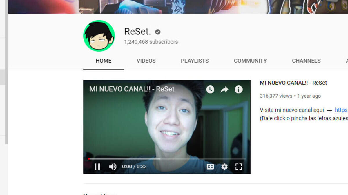 Captura de pantalla del canal de YouTube de Kan-Hua Ren, conocido por su alias ReSet.