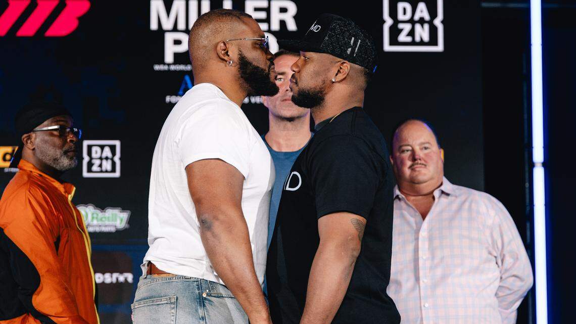 El cubano Lenier Peró (der.) y el estadounidense Jarrell Miller prometen nocaut este sábado en Las Vegas, pero la clave estará en quién imponga su ritmo en un duelo de alto riesgo. 