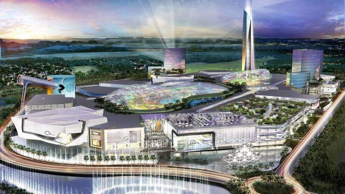 A rendition of the American Dream Miami by Triple Five. The American Dream Miami mega-mall received the initial go-ahead from Miami-Dade commissioners in May 2018, but construction has yet to begin. A proposal by a Miami-Dade commissioner would water down an existing subsidy ban on the project.