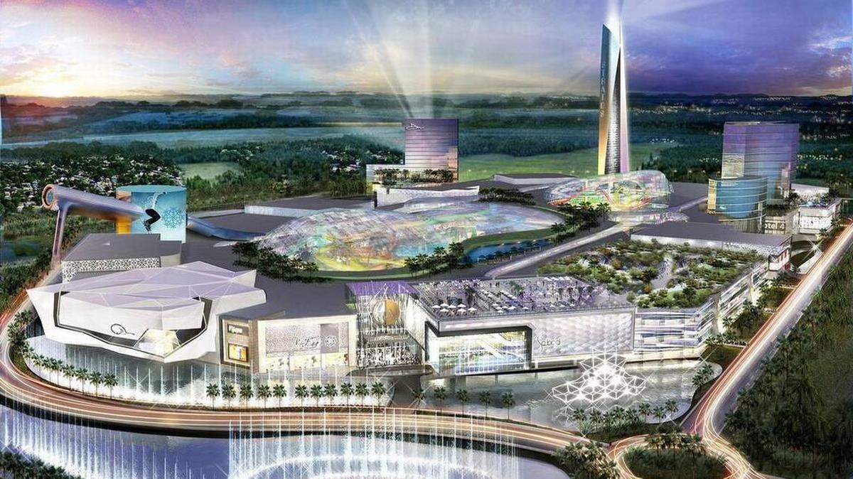 Una versión del American Dream Miami realizada por Triple Five. El megacentro comercial recibió la aprobación inicial de los comisionados de Miami-Dade en mayo del 2018, pero todavía sigue estancado en el 2025.
