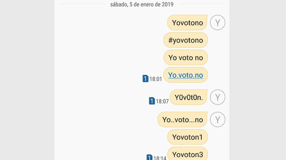 Los SMS con las frase “YoVotoNo”, “YoNoVoto” o con la palabra “abstención” son cobrados por Etecsa pero no llegan a su destino.