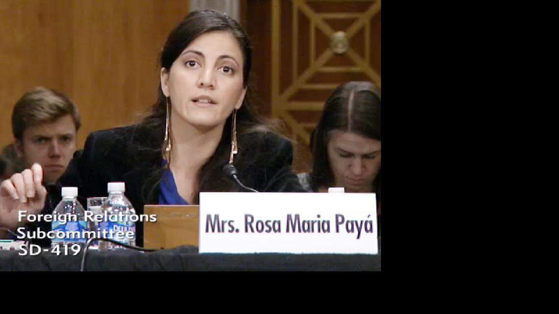 Rosa María Payá habla ante el Congreso. Imagen tomada de video 