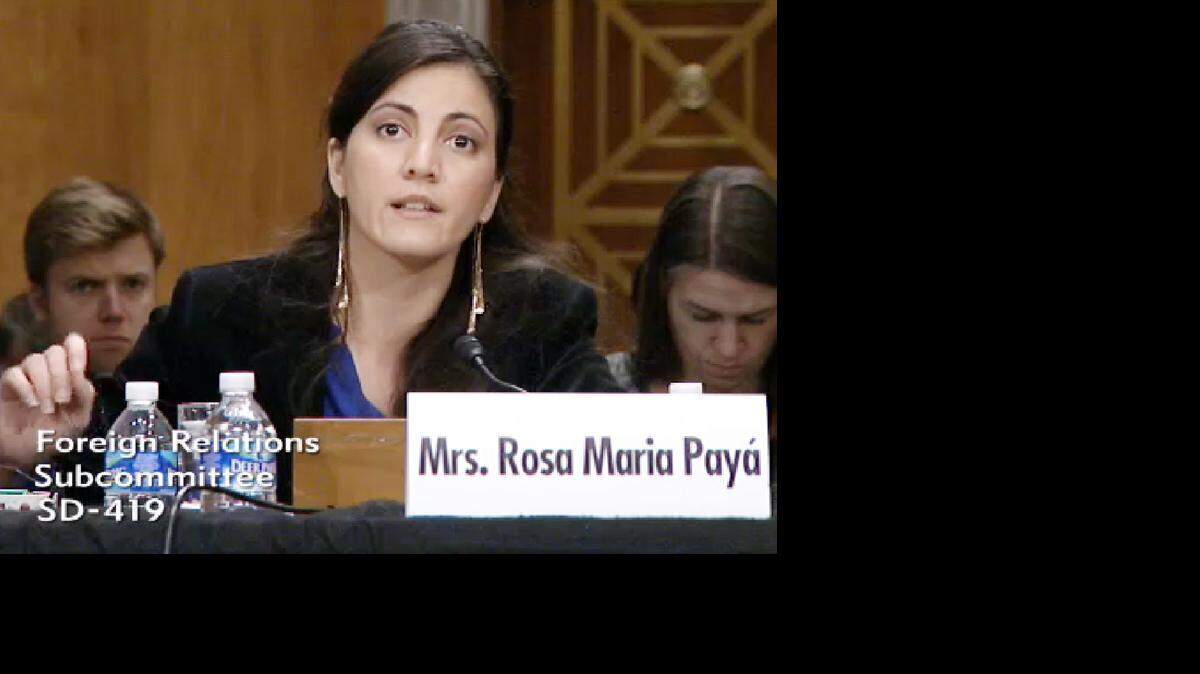 Rosa María Payá habla ante el Congreso. Imagen tomada de video 