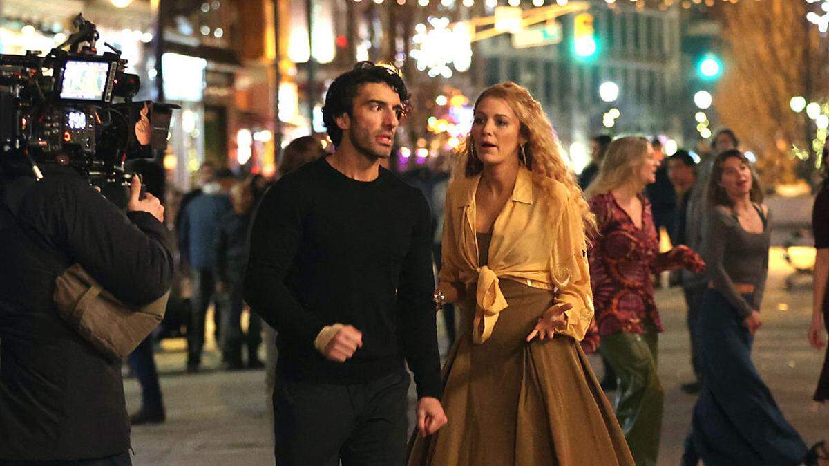Justin Baldoni y Blake Lively durante el rodaje de una escena de la película “Romper el círculo” (It ends with us), el 12 de enero de 2024 en Nueva Jersey. 