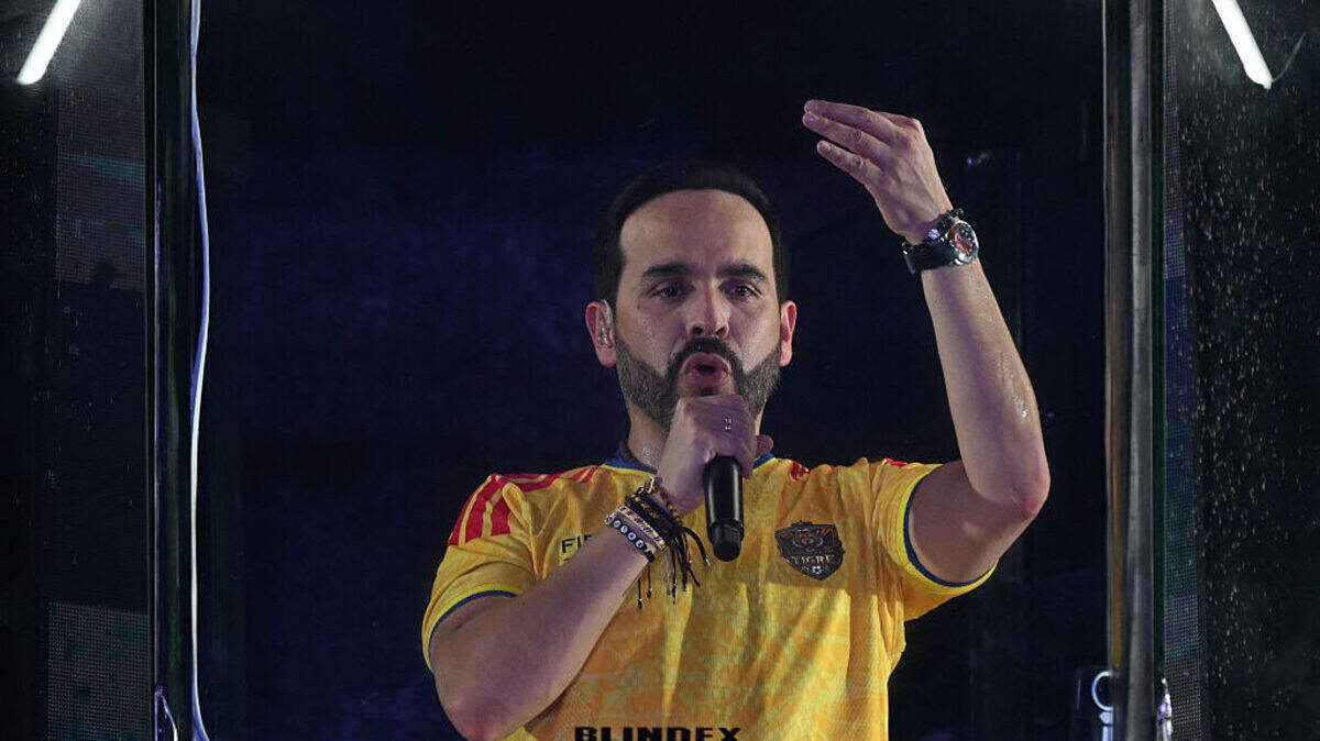 El candidato presidencial de ultraderecha Abelardo de la Espriella da un discurso tras ganar la segunda vuelta electoral para la presidencia de Colombia, el domingo 21 de junio de 2026, en Barranquilla, Colombia.