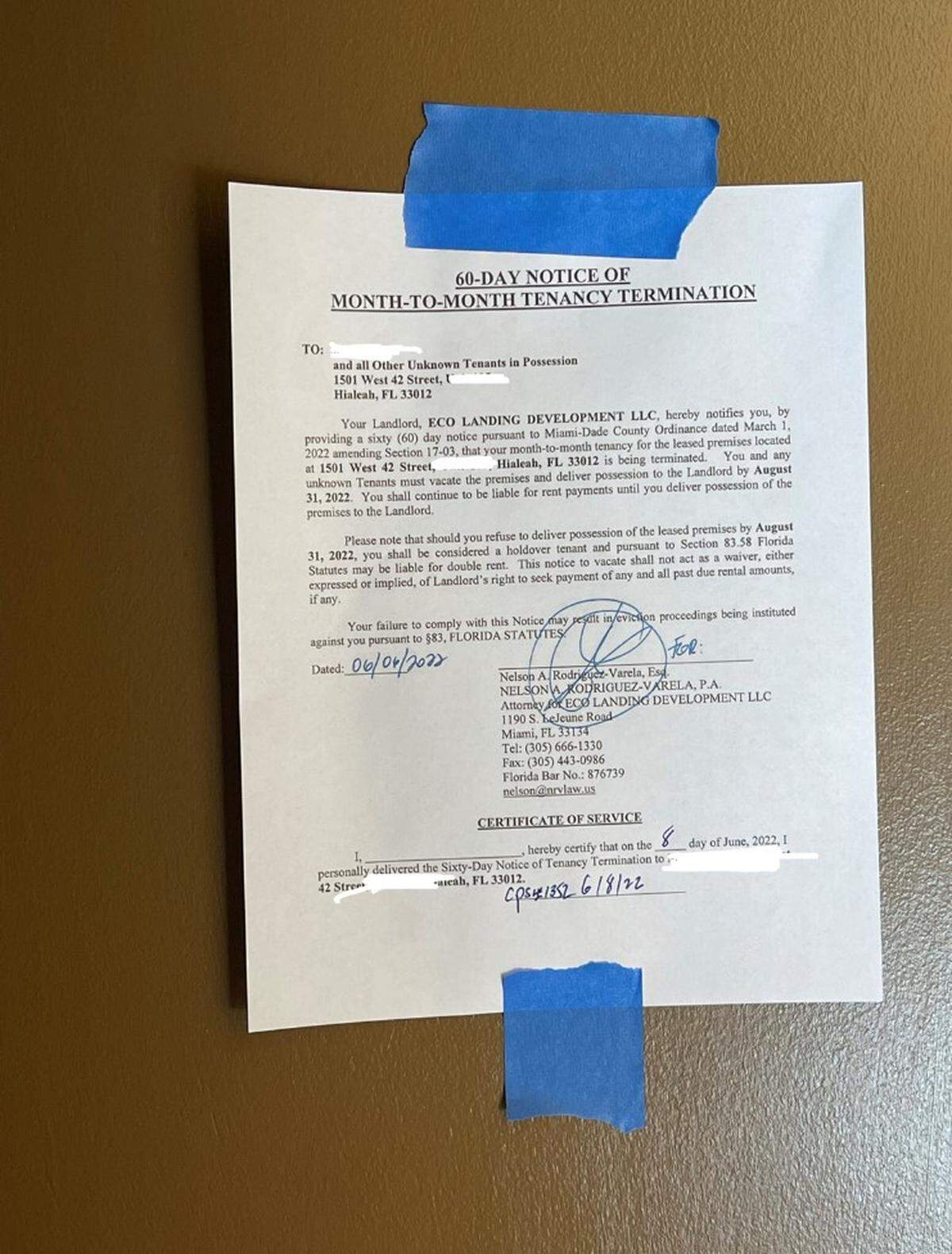 Eco Landing Development LLC, empresa que representa a Eco Stone Group, emitió una notificación de rescisión del contrato a ocho de los 20 inquilinos de su propiedad ubicada en 1501 W 42nd St, quienes denunciaron el aumento del 65% de su inmueble una vez la compañía adquirió el inmueble en diciembre de 2021