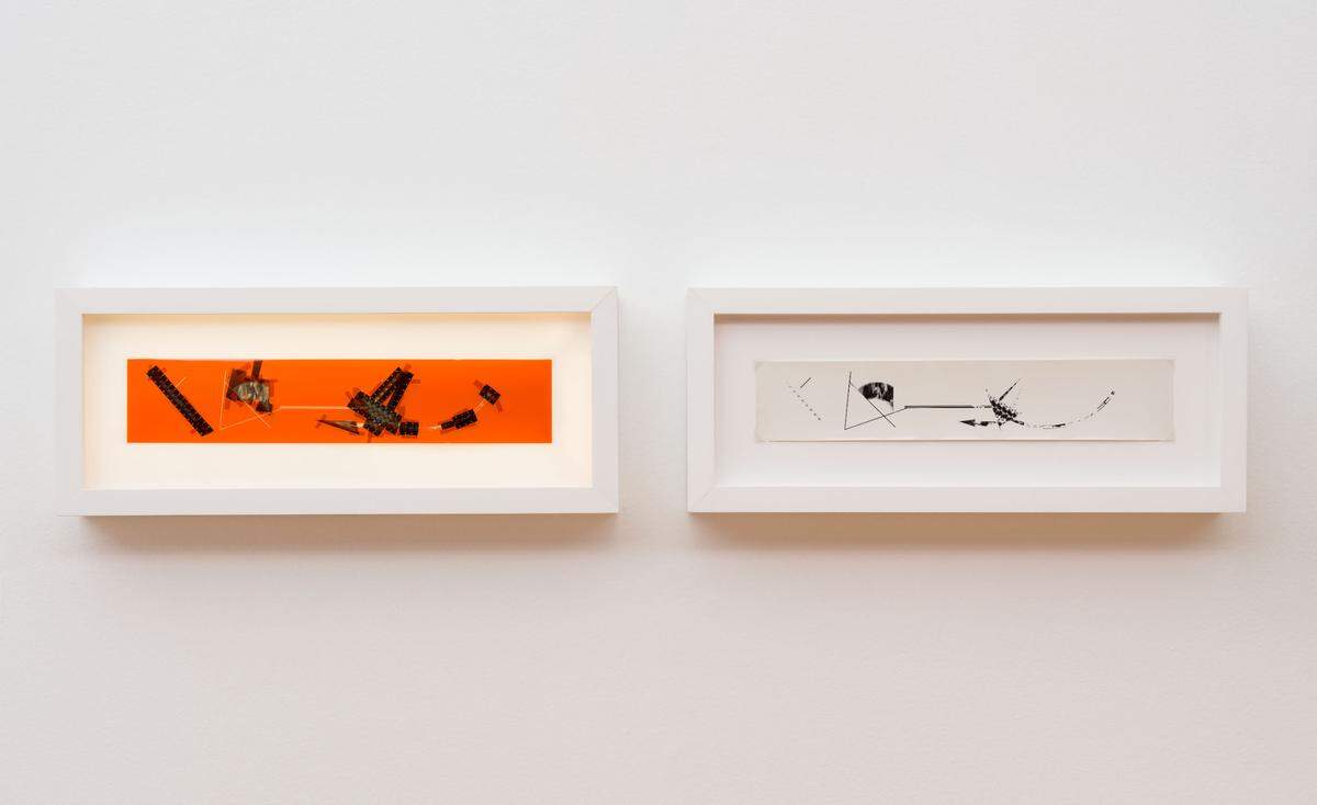 De izquierda a derecha: ‘Untitled 005’, negativo de luz ámbar en collage y ‘Untitled 005’, impresión vintage en gelatina de plata, María Martínez-Caña. Ambas de 1984.