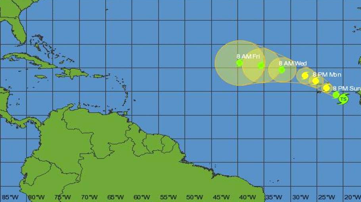 La proyecció de la tormenta Fred, a las 11 a.m. de este domingo, 30 de agosto. 