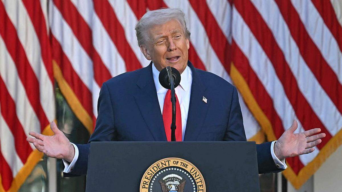 US President Donald Trump participates in a Medal of Freedom Ceremony for late US right-wing activist Charlie Kirk in the Rose Garden of the White House in Washington, DC, on October 14, 2025. Kirk was shot dead on a Utah college campus on September 10, 2025, sparking a wave of grief among conservatives, and threats of a clampdown on the "radical left" from President Donald Trump. (Photo by ANDREW CABALLERO-REYNOLDS / AFP) (Photo by ANDREW CABALLERO-REYNOLDS/AFP via Getty Images)