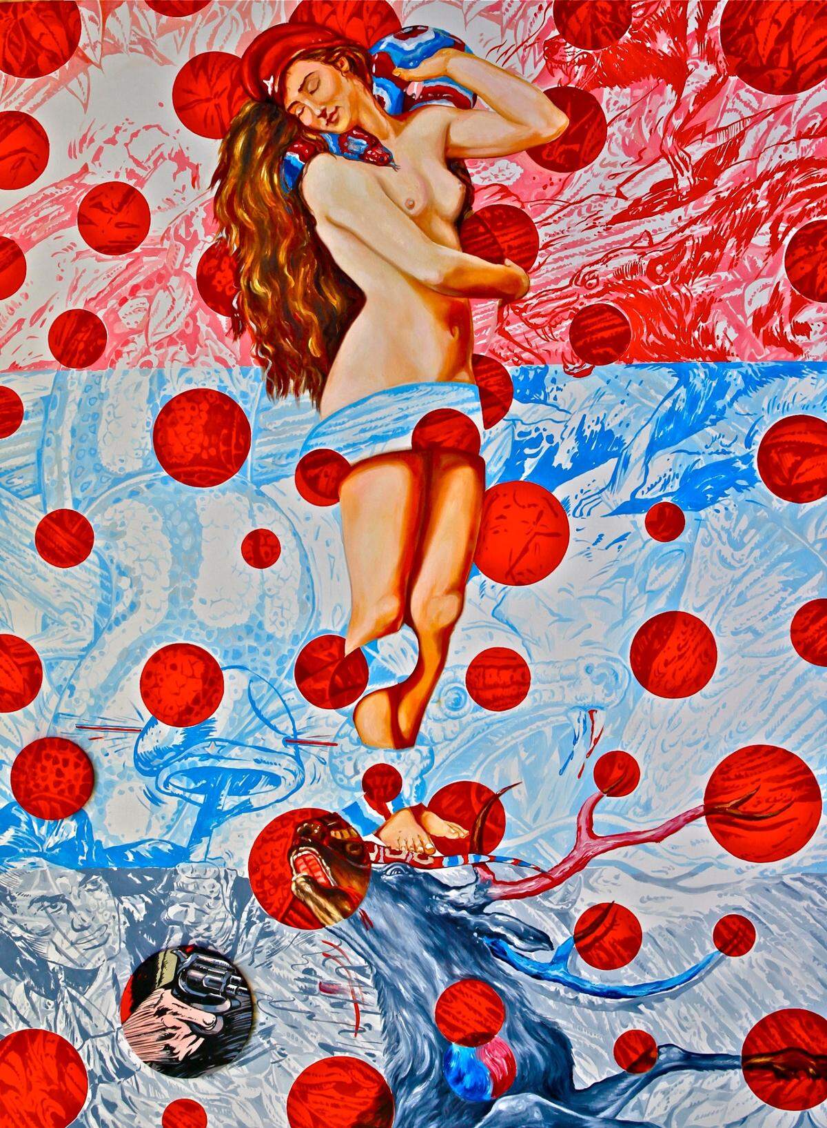 ‘El pecado concebido por el arte cubano’, 2010, de Ciro Quintana. Óleo sobre lienzo, 70 x 52 pulgadas.