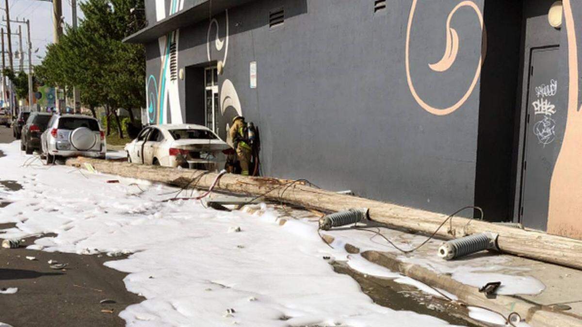 Lugar del accidente automovilístico en Wynwood el domingo.