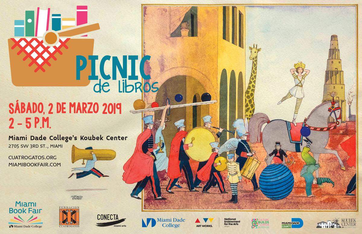 Poster del Picnic de Libros 2019, con ilustraciones y diseño de Alfonso Ruano.