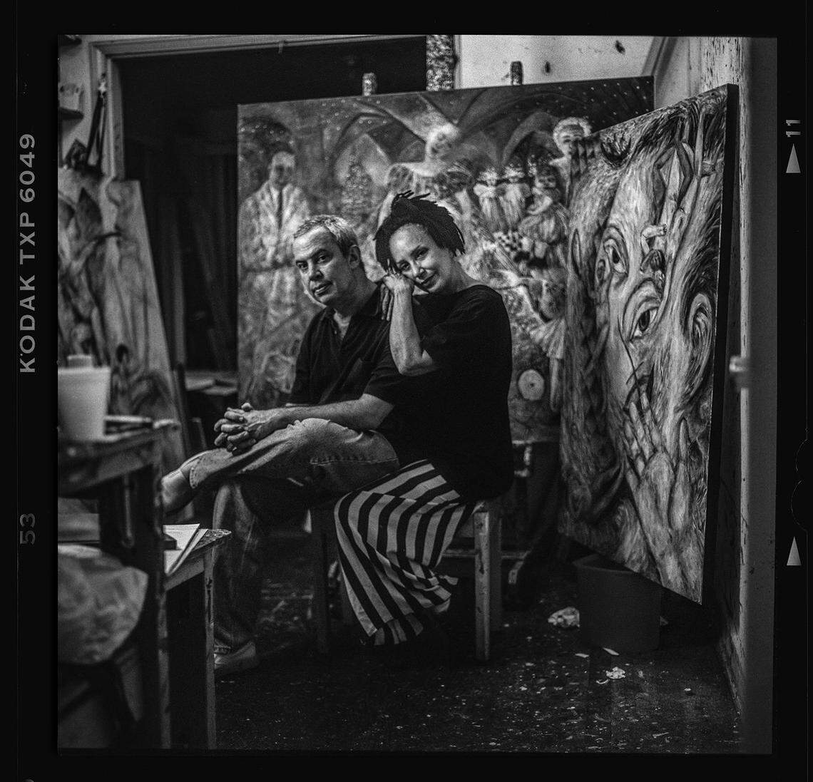 The visual artists Arturo Rodríguez and Demi in their studio in Miami.