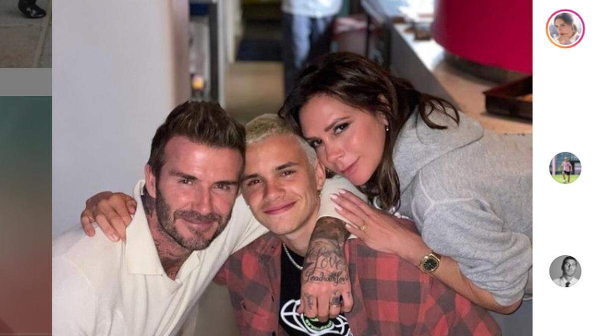 David , Romeo y Victoria Beckham. @victoriabeckham/Instagram