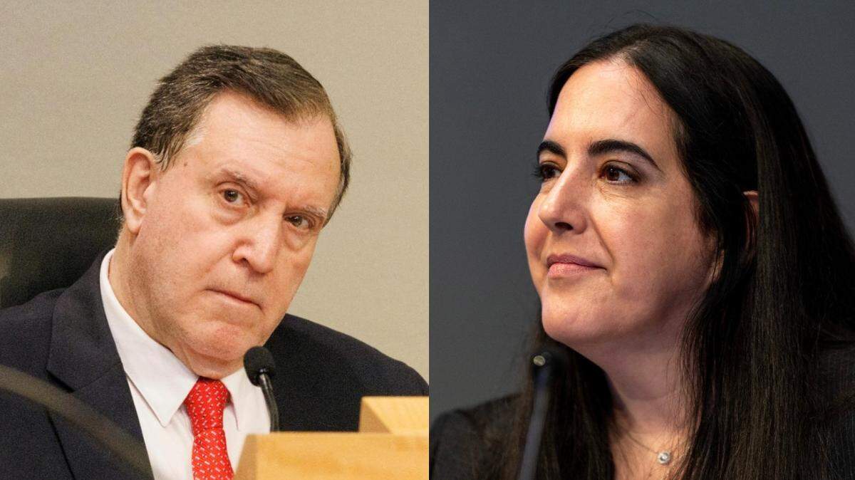 El comisionado de Miami Joe Carollo y la exfiscal de la ciudad Victoria Méndez.