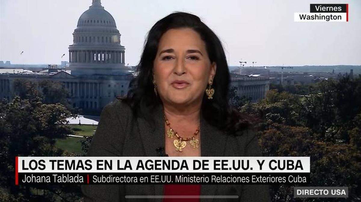 La diplomática cubana Johana Tablada durante una entrevista con CNN en Español transmitida el martes 17 de Octubre de 2023.