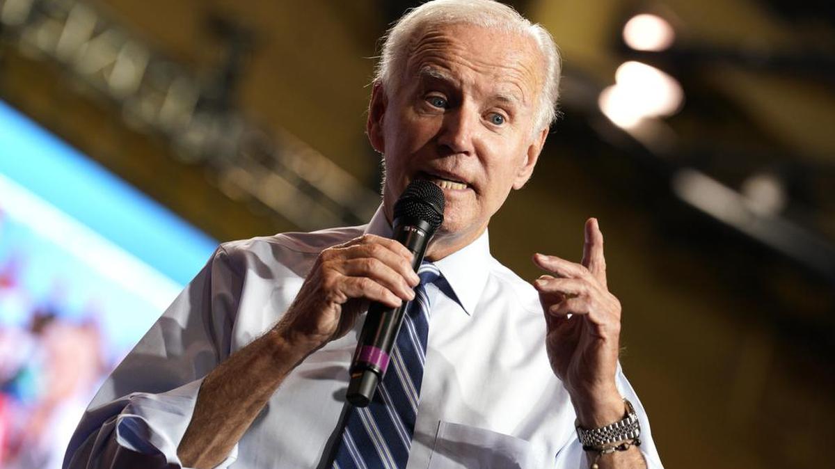 El presidente de los Estados Unidos, Joe Biden, participa en un mitin del Comité Nacional Demócrata en la escuela secundaria Richard Montgomery, Rockville, Maryland, el 25 de agosto de 2022. Foto de Yuri Gripas/ABACAPRESS.COM