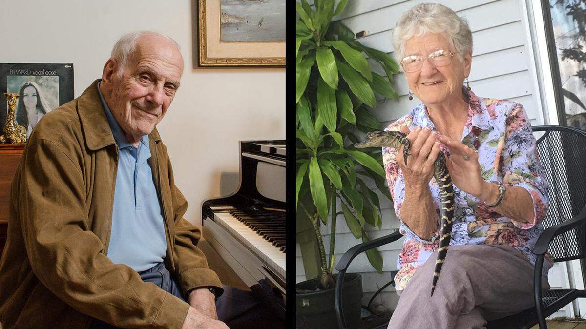 La fórmula personal de Donn Trenner (Izq) para hacer amigos es la música, la risa, y permanecer activo. Lucille Simmons dice que para ella es 50-50: entre tener amigos que son familiares, y amigos que no.