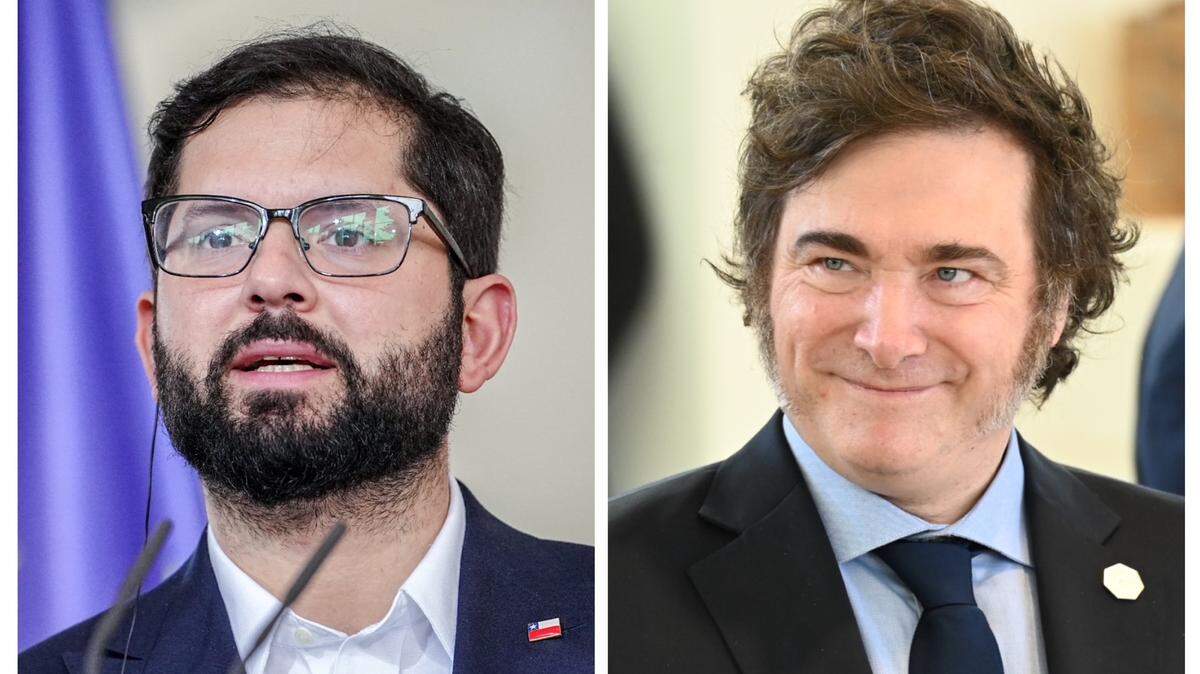 Los presidentes de Chile, Gabriel Boric (izq.), y de Argentina, Javier Milei, en fotos de archivo.