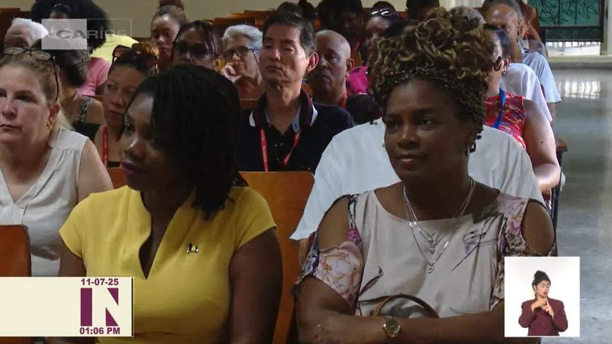 Acto en La Habana para celebrar la nueva donación de Barbados a Cuba de 75 toneladas de leche en polvo.