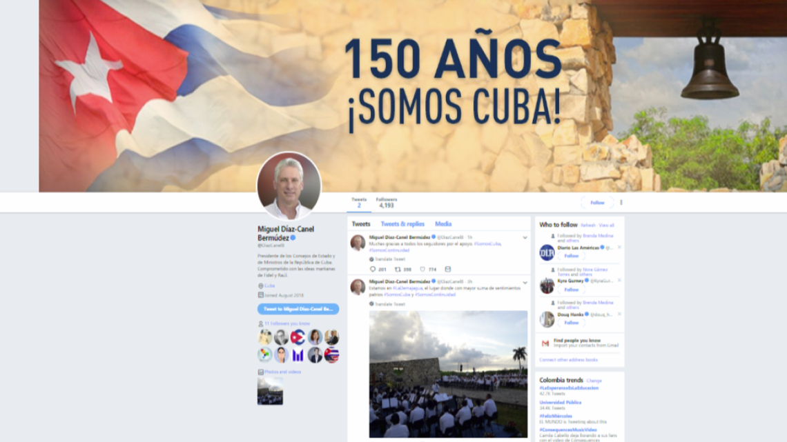 La cuenta del gobernante cubano en Twitter