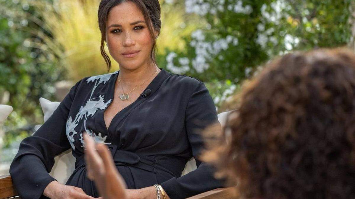Meghan Markle with Oprah Winfrey during their March 7, 2021 interview