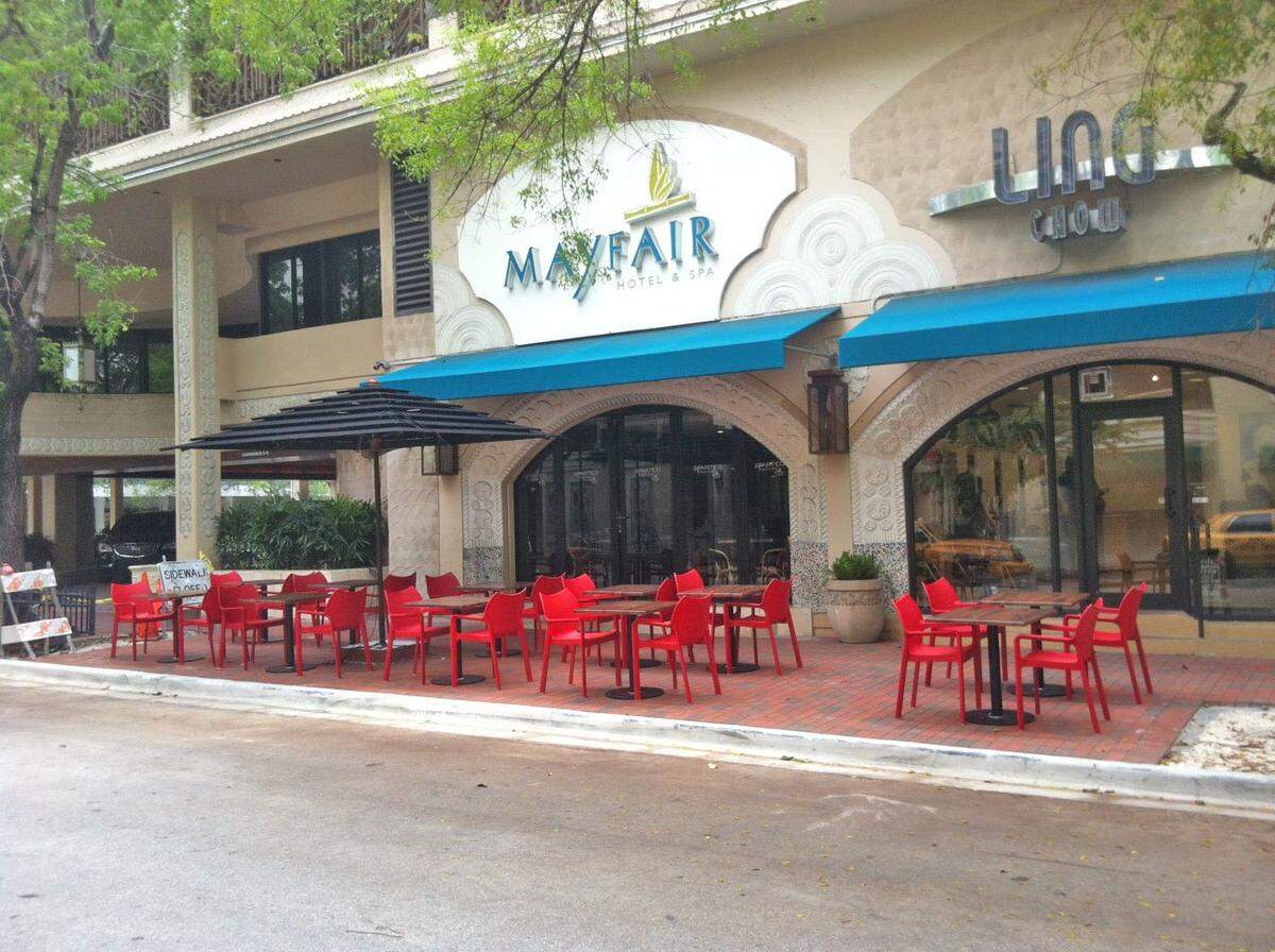 The old entrance to the Mayfair Hotel, which has been going through renovations since August 2021, will reopen in the summer.
