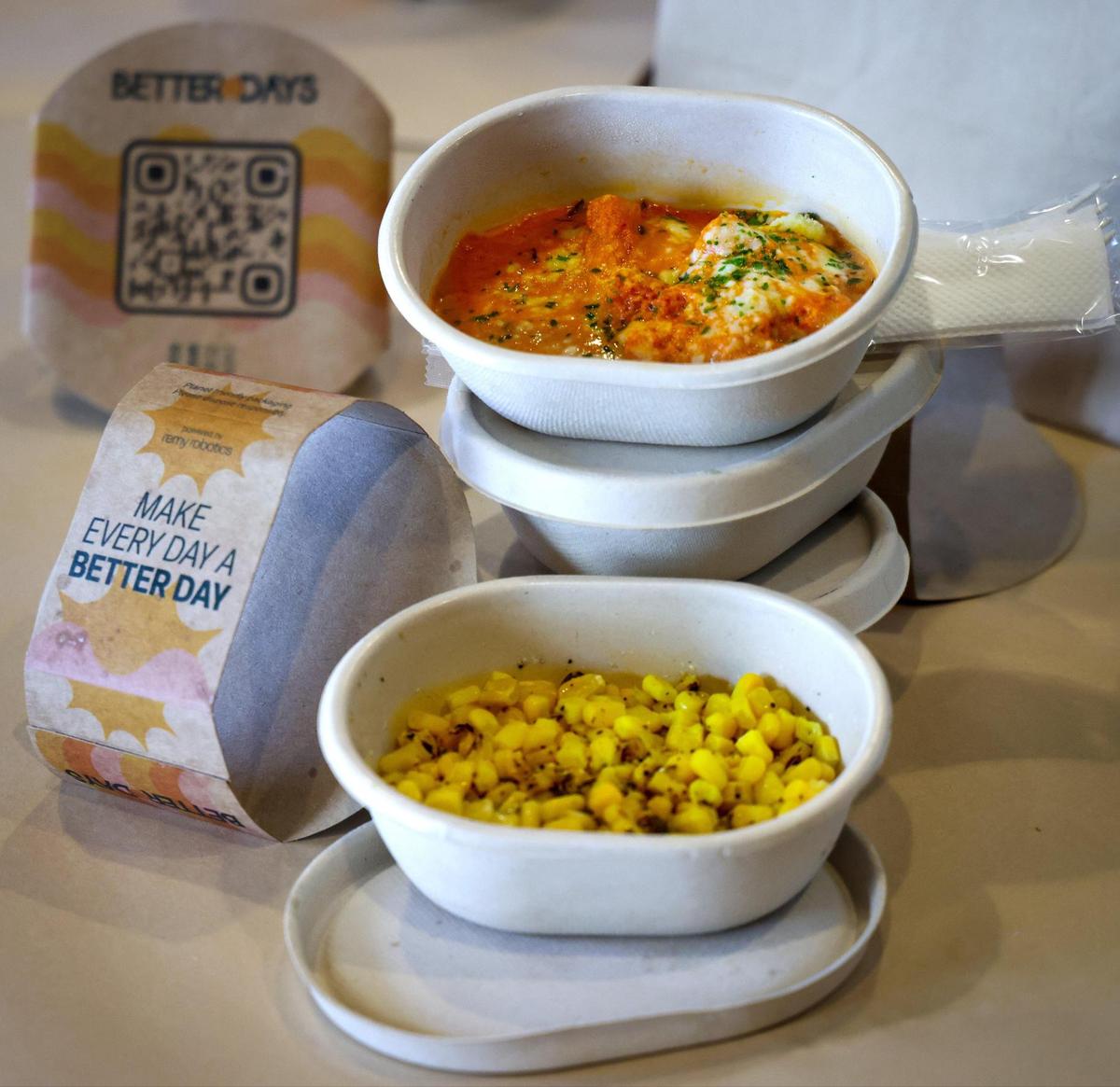 Rigatoni picante y maíz con pimienta y limón son dos de los artículos disponibles en Better Days, que ofrece un plato principal y dos acompañamientos a un costo de entre $12 y $15.