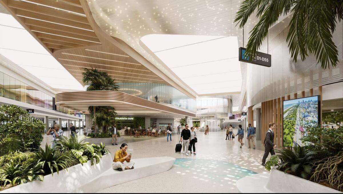 Representación del interior de la futura ampliación de la puerta D60 en el Aeropuerto Internacional de Miami.