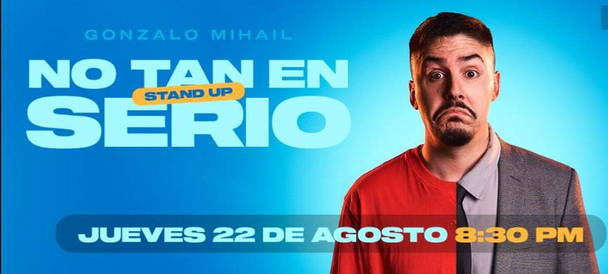 Gonzalo Mihail en “No tan en serio” en el Teatro Trail.