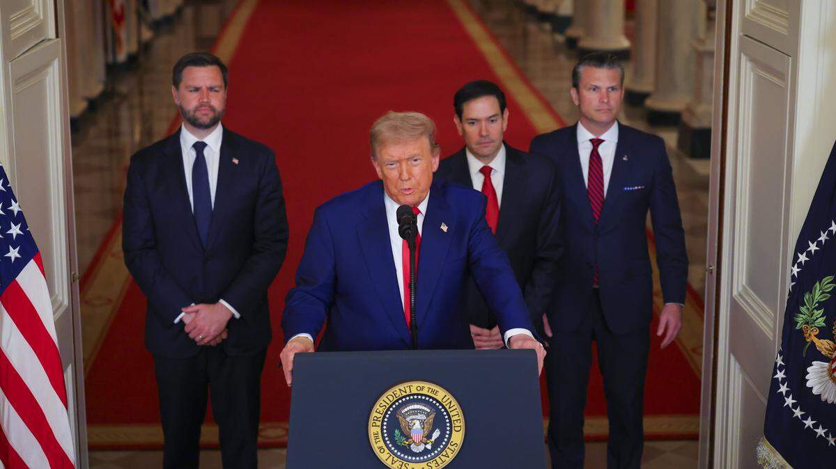 U.S. President Donald Trump delivers an address to the nation at the White House in Washington, D.C., U.S. June 21, 2025, following U.S. strikes on Iran's nuclear facilities. REUTERS/Carlos Barria/Pool


