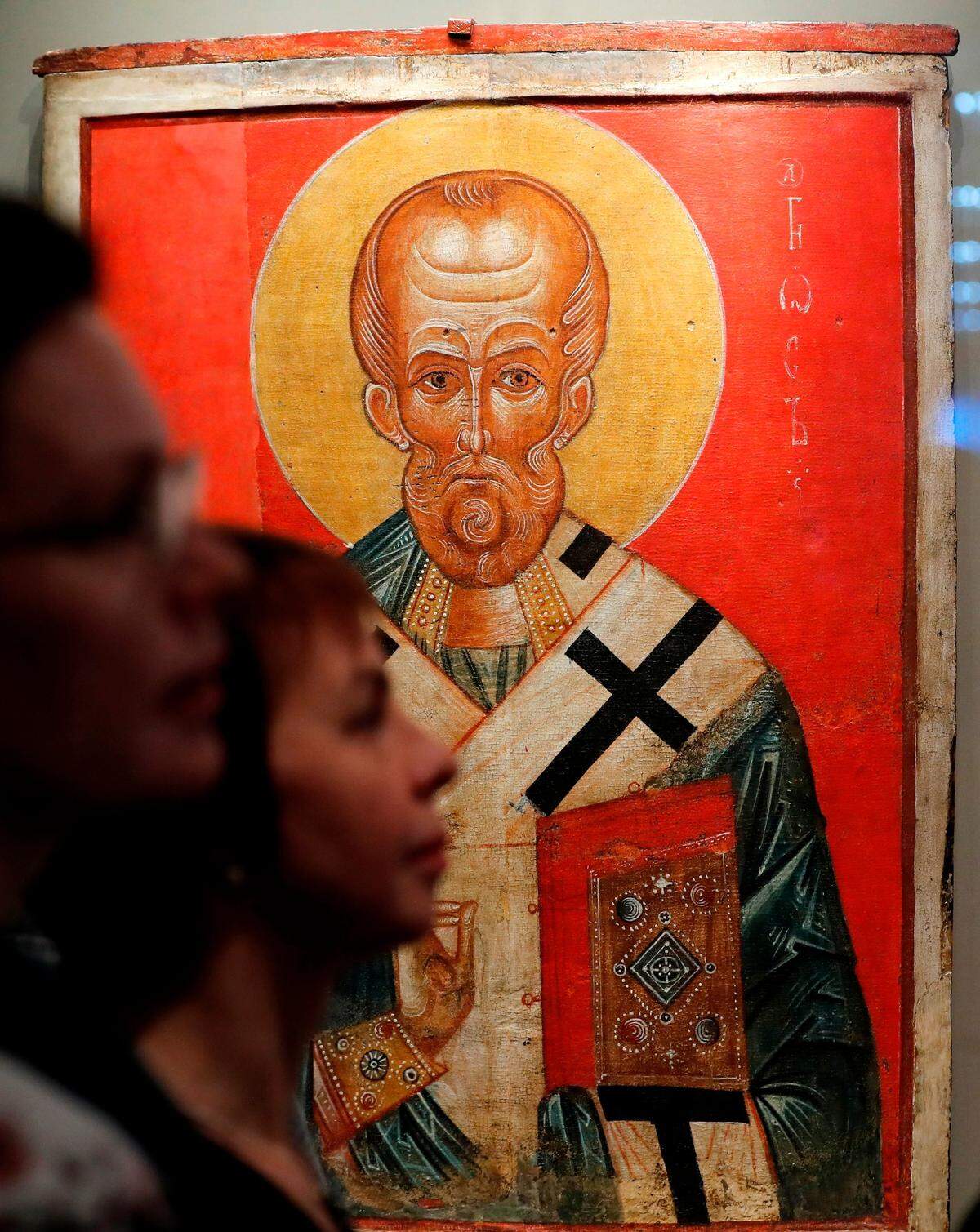 Icono de San Nicolás en el Museo Estatal del Hermitage en San Petersburgo.