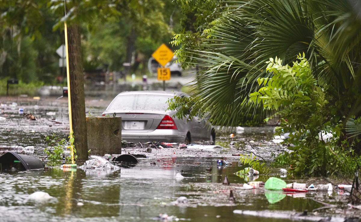 Una zona inundada en el norte de Florida tras el paso del huracán Debby.
