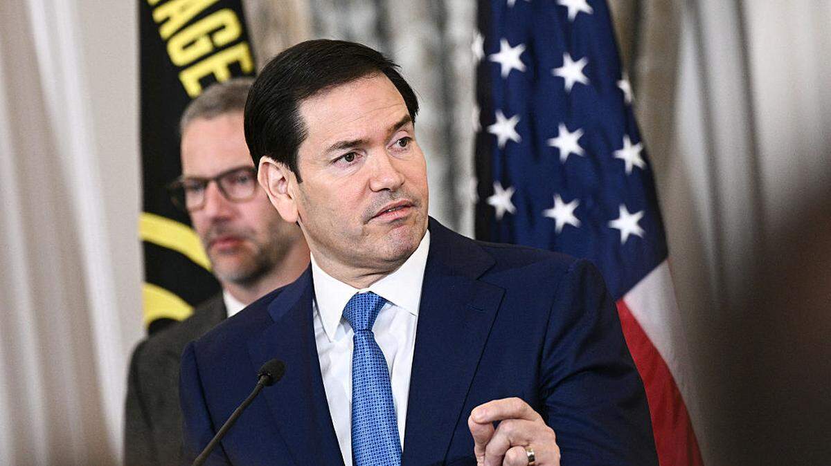 US Secretary of State Marco Rubio delivers remarks at the US Hostage and Wrongful Detainee flag raising ceremony at the State Department in Washington, DC, on March 9, 2026. (Photo by Brendan SMIALOWSKI / AFP via Getty Images)